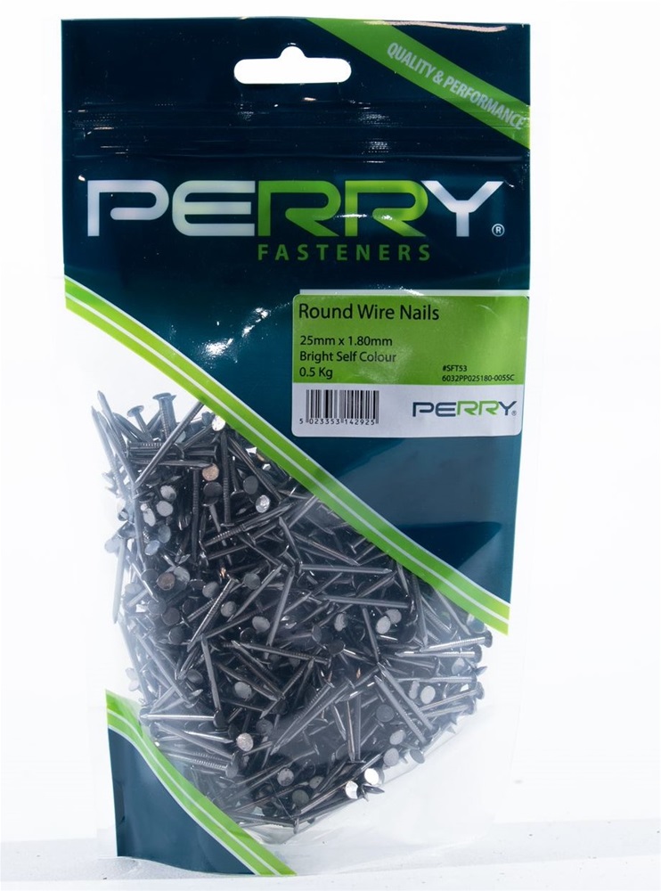 25mm x 1.80mm Round Wire Nails 500g brt 